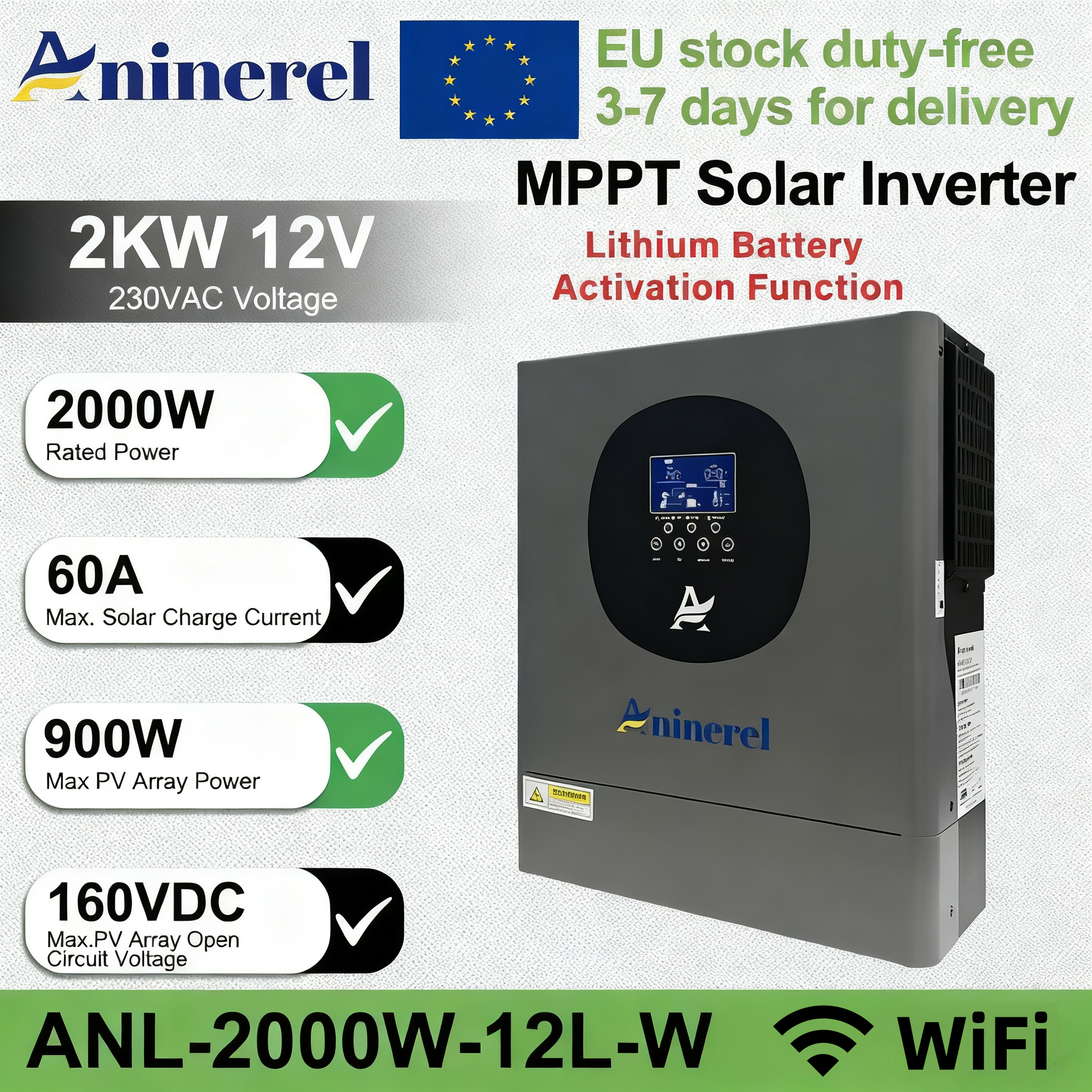 Aninerel 2KW 4.2KW Hybrid Sola - Drone Solar Charger のレビューと価格