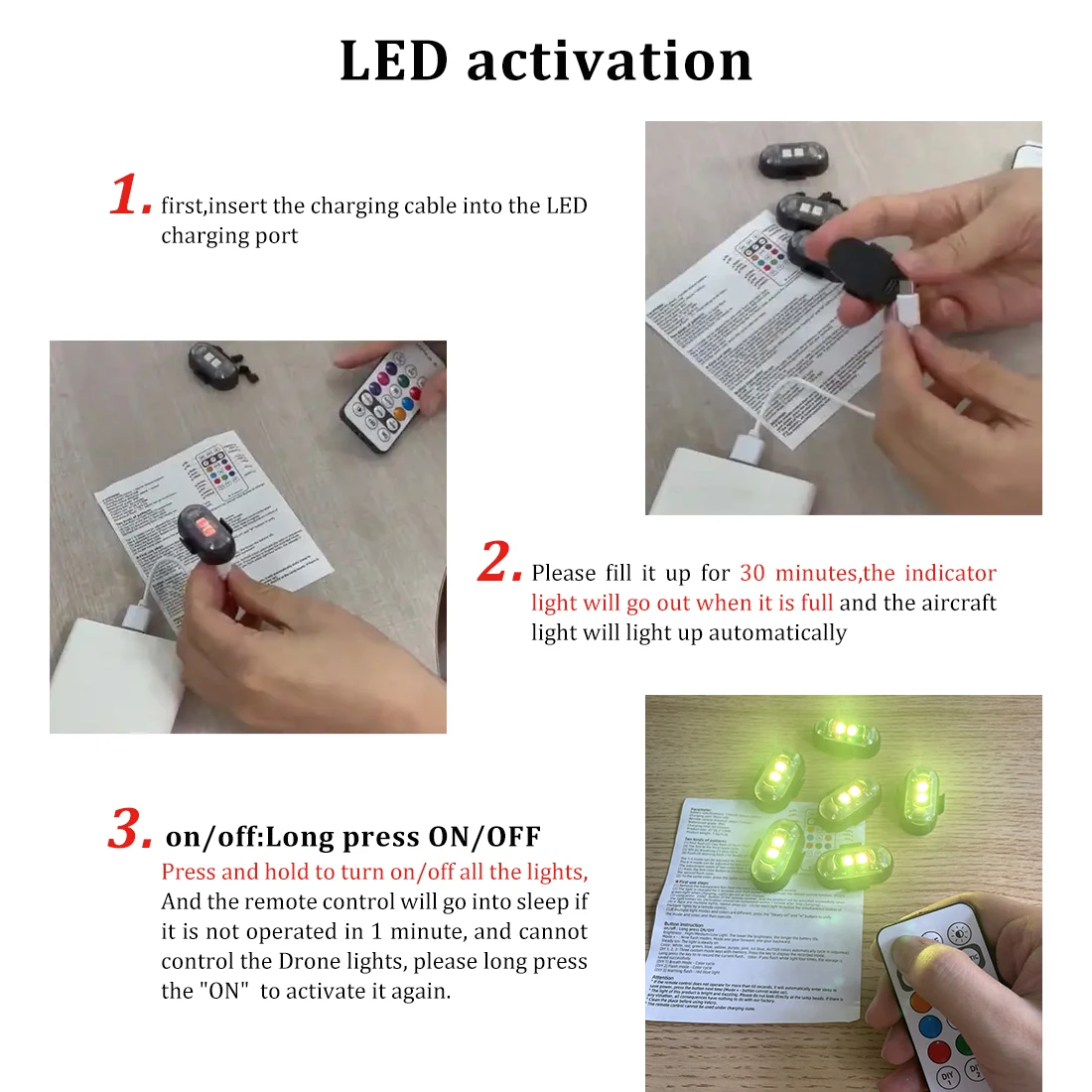 2/4/8Pcs Wireless Remote Contr - Drone Strobe Light のレビューと価格