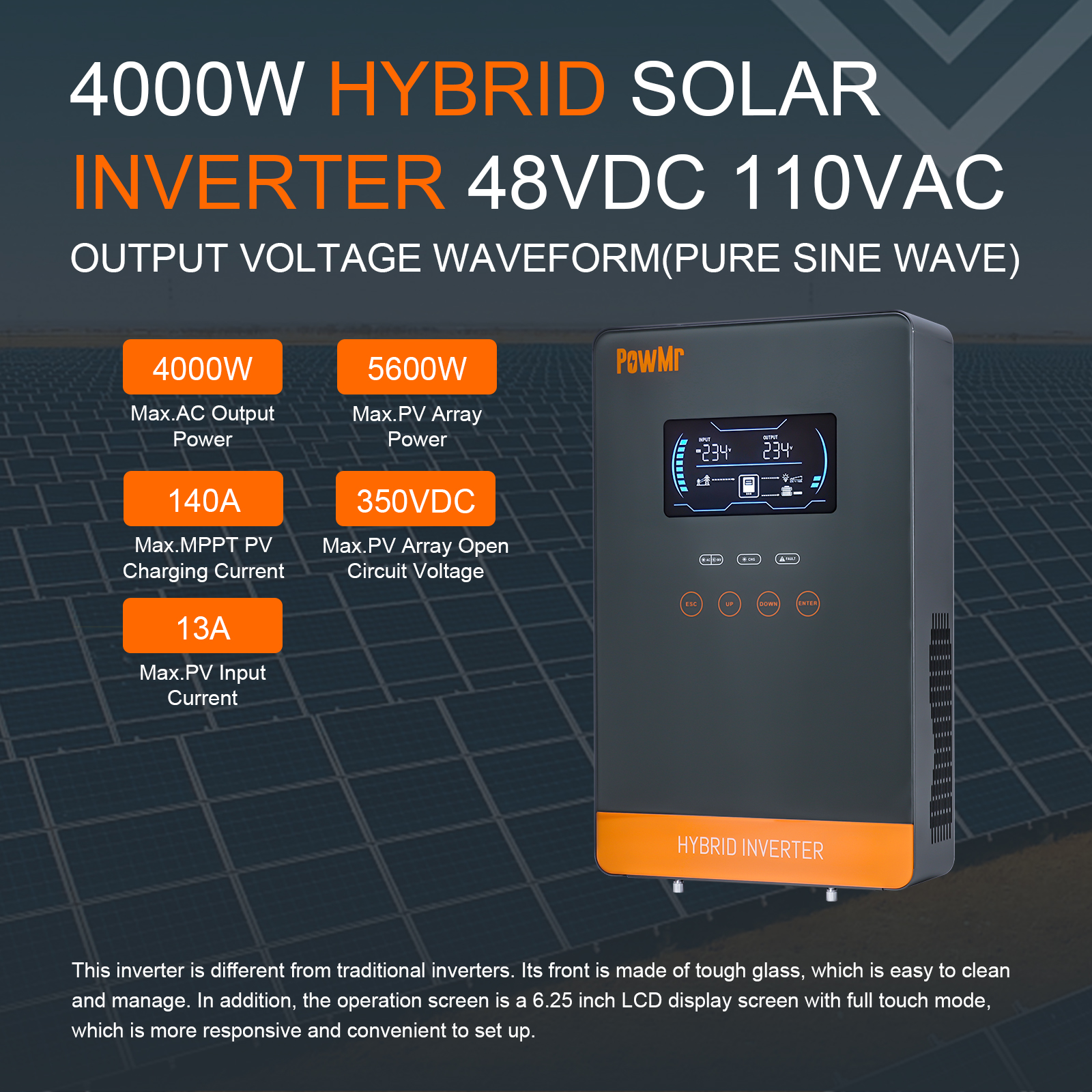 PowMr USA 4000W 24V Hybrid Sol - Drone Solar Charger のレビューと価格