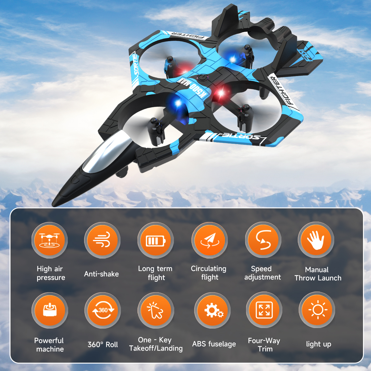 AXNEN K500 MAX RC Plane Fighte - Drone Beacon Light のレビューと価格