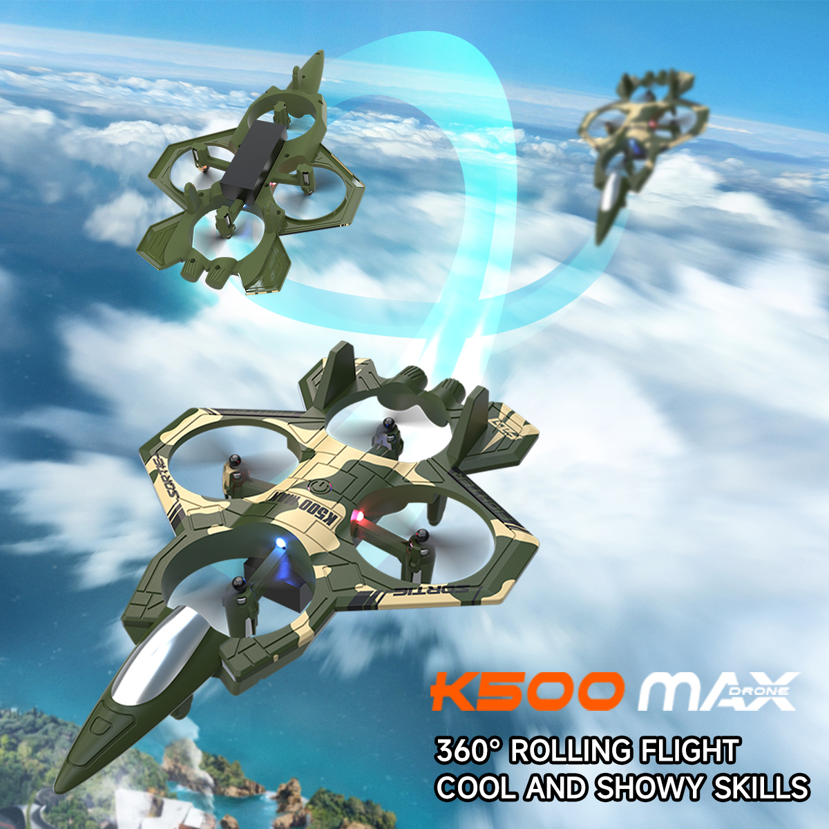 AXNEN K500 MAX RC Plane Fighte - Drone Beacon Light のレビューと価格