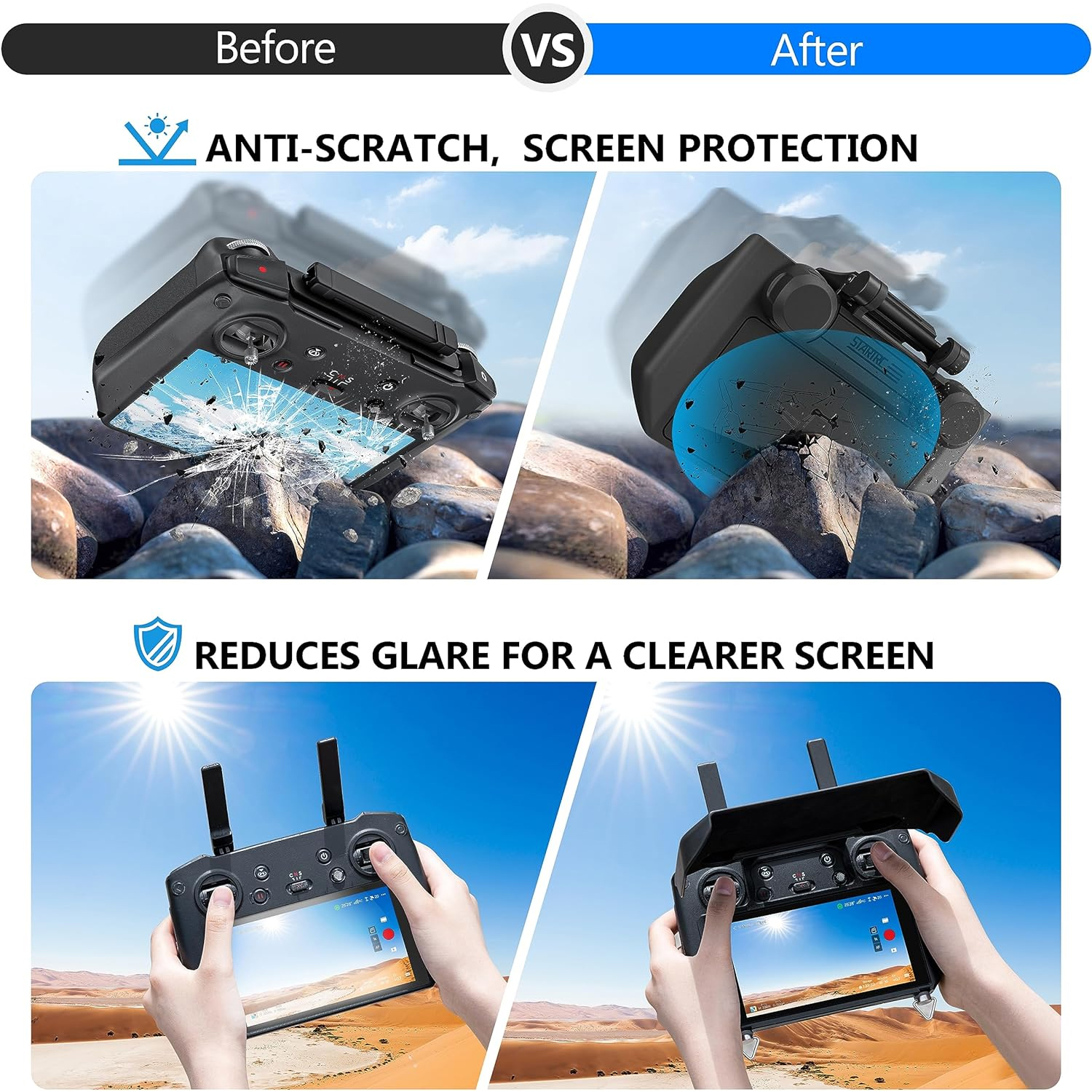 2-in-1 Sun Hood & Joystick Cov - Drone Control Stick のレビューと価格