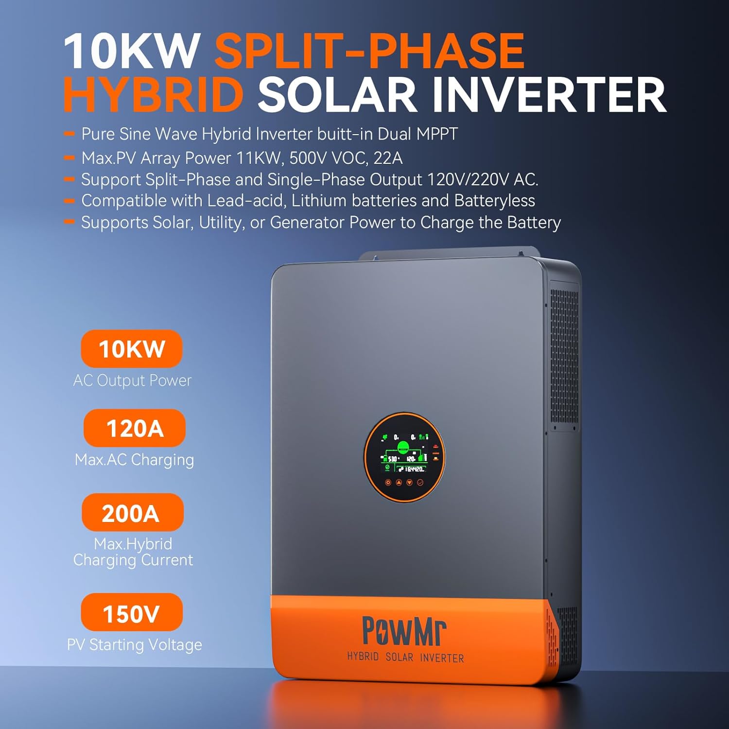 PowMr 10KW Split Phase Inverte - Drone Solar Charger のレビューと価格